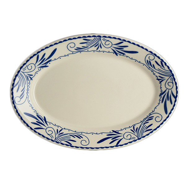 Steelite Homer Laughlin Blue Mex Platter, Rolled Edge, 13 3/8" x 13.4" (12-pack) - HL15741008