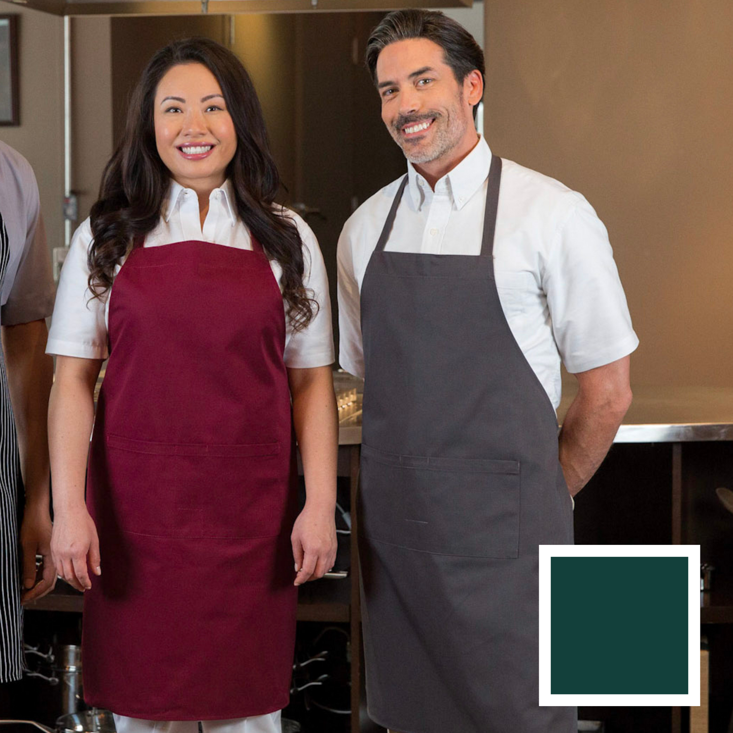 Premium Uniforms Standard Bib 2 Pocket Apron, Hunter Green - 1050(HUNTERGRN)