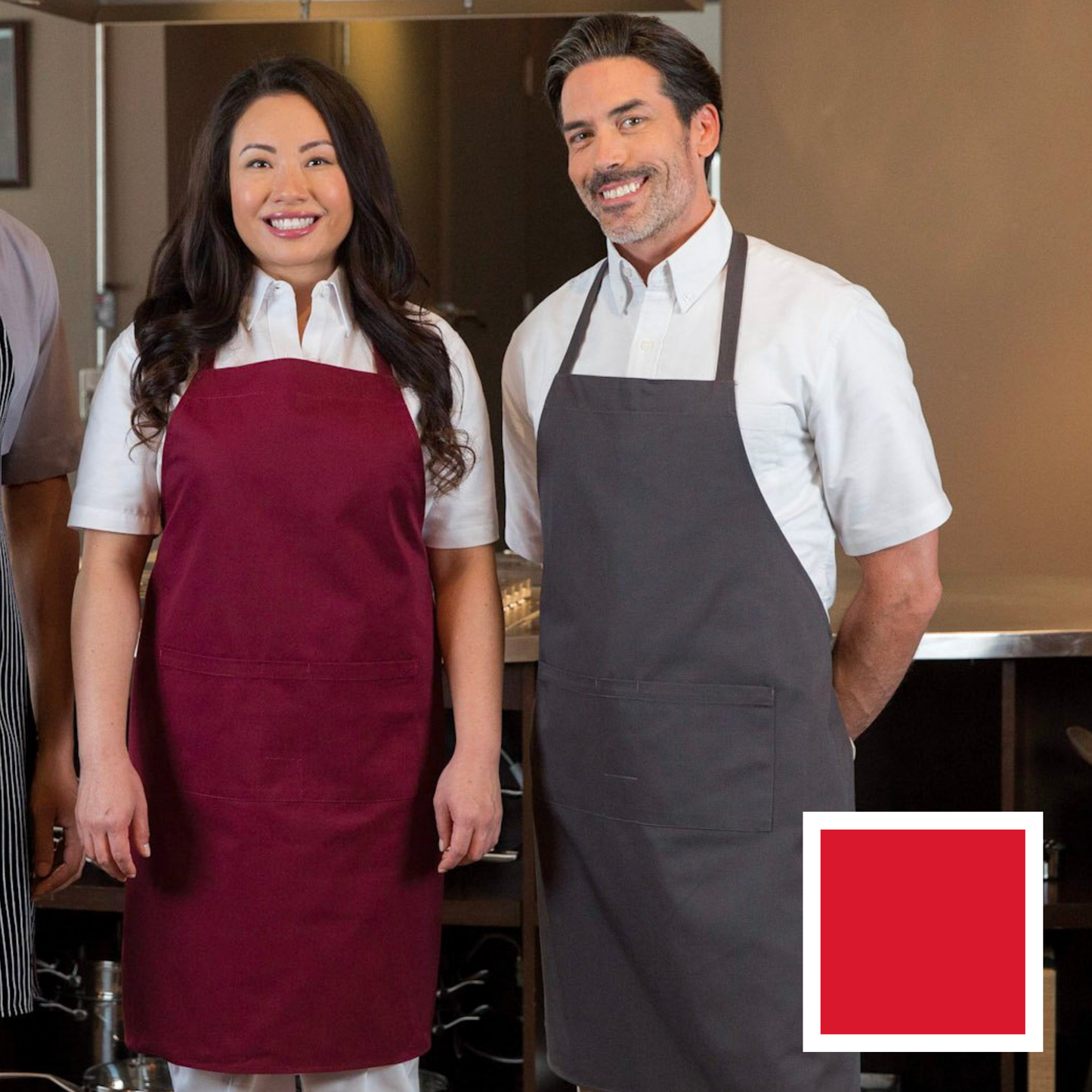 Premium Uniforms Standard Bib 2 Pocket Apron, Red - 1050(RED)