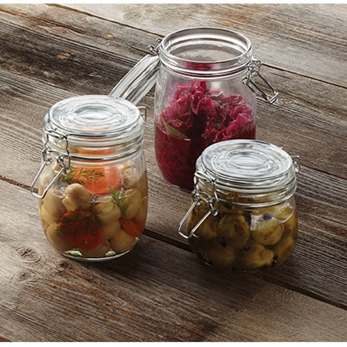 American Metalcraft Hinged Lid Apothecary / Mason Jar, 16 oz, Glass, FINAL SALE - HMJ4