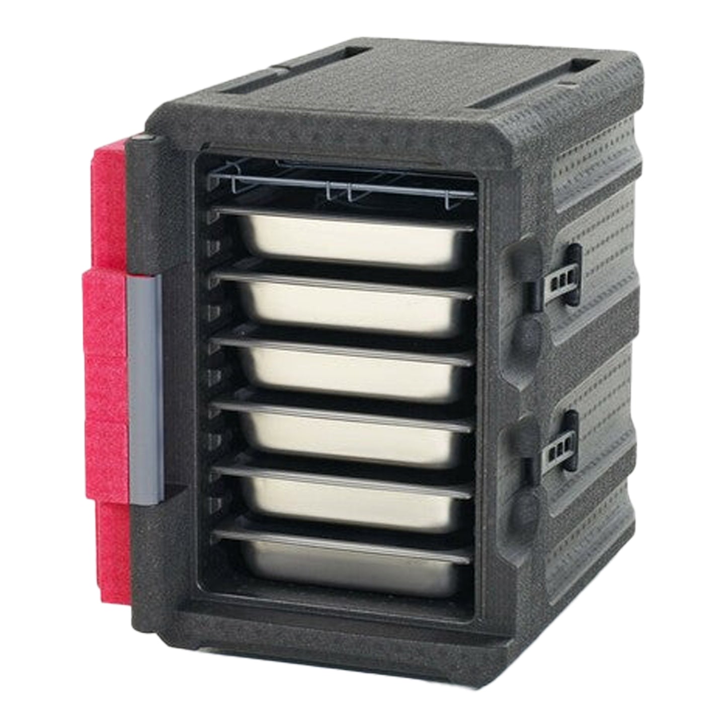 Metro | Porte-casseroles à chargement frontal isolé Mightylite, 6 casseroles, rouge/noir