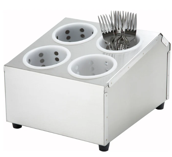 Winco Support pour Couverts, 4 Trous Cylindriques, 2 Niveaux, 31,75 x 31,75 cm - FC-4H