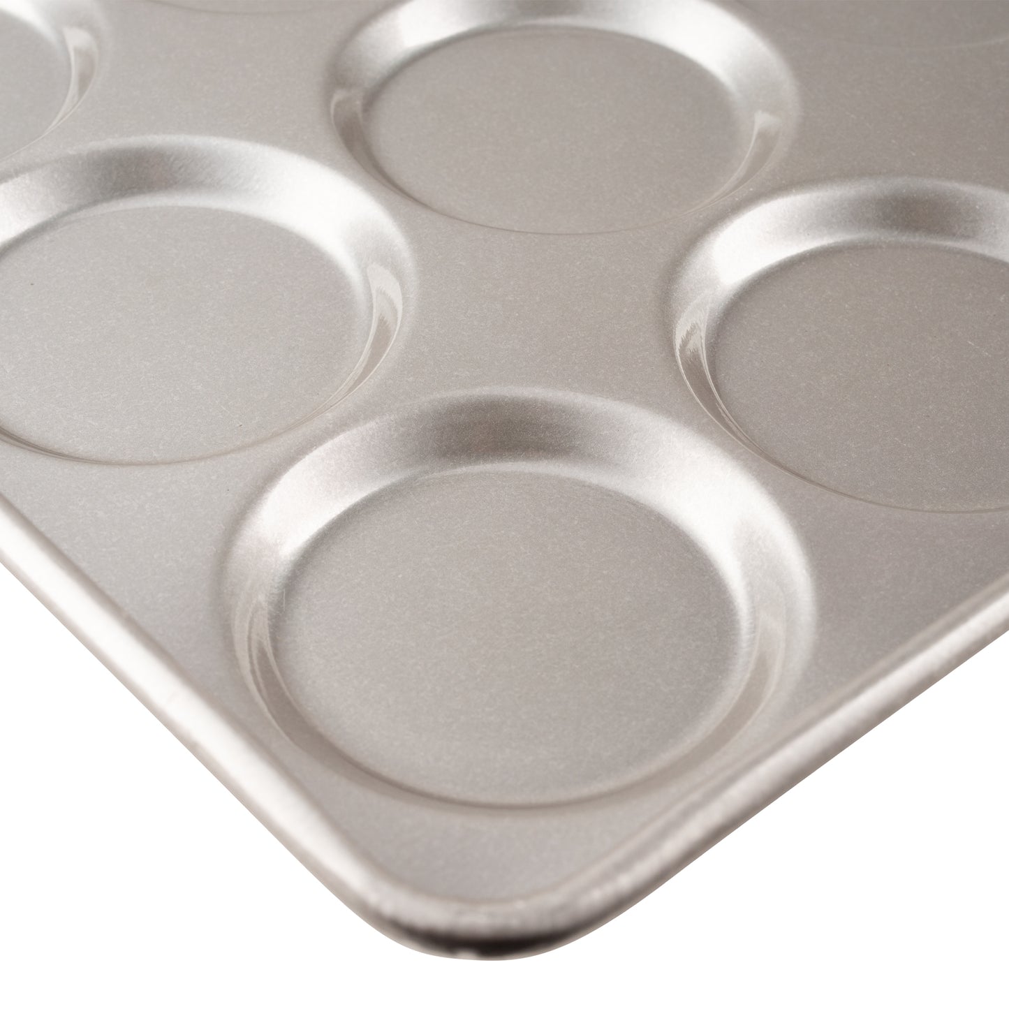 Chicago Metallic Hamburger Bun Pan, 24 x 3.75" Diameter Moulds, Glazed Aluminized Steel - 42495