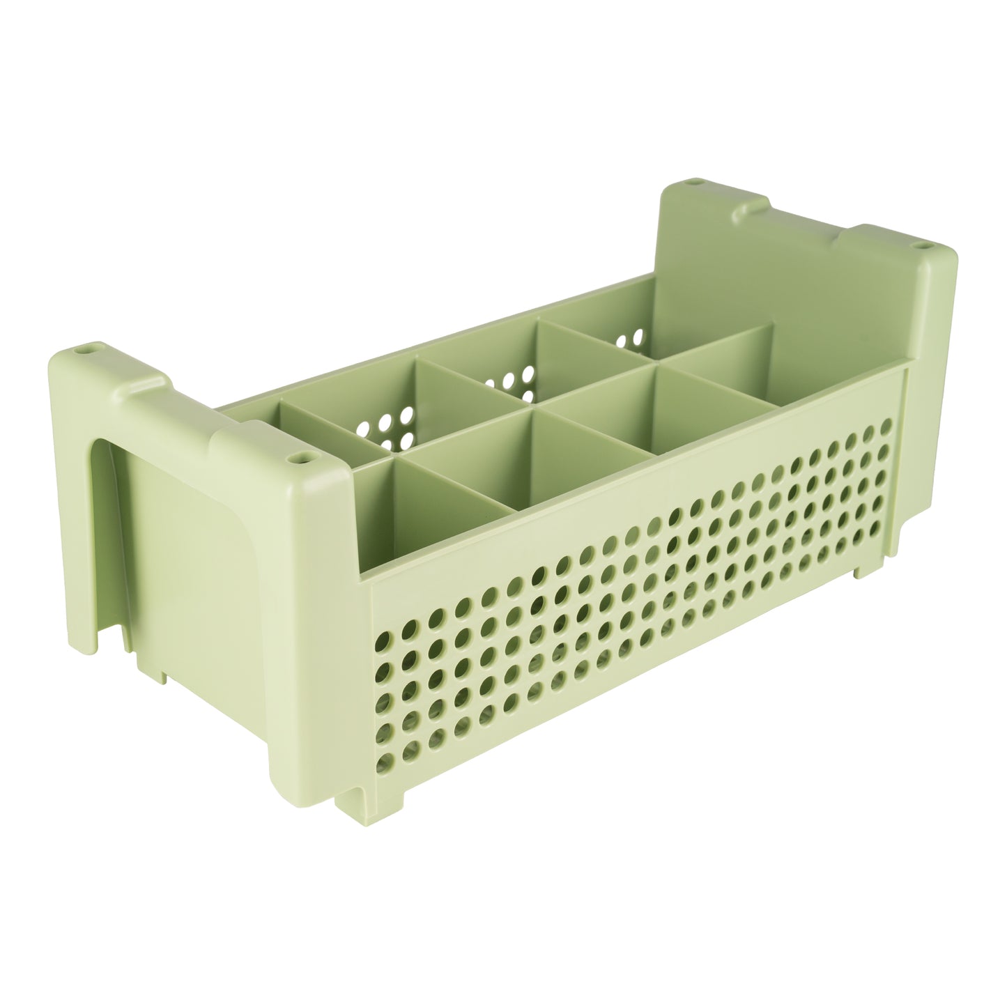 Vollrath Flatware Basket No Handles, 8 Compartment, Green - 52640