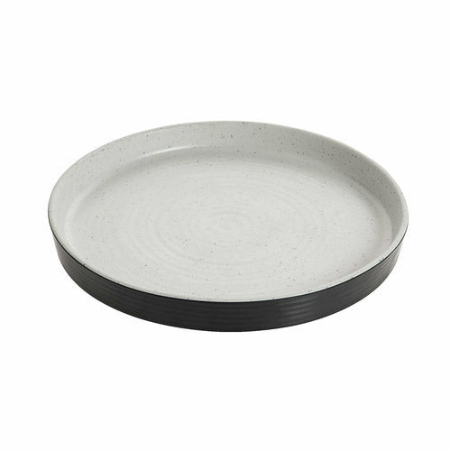 G.E.T. Cheforward Infuse Plate with Edge Rim, 10", Stone Natural/Black, Melamine - INF115