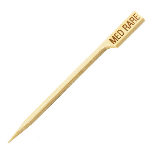 Tablecraft Bamboo Pick for Steak, Med Rare Imprint, 3 1/2" (100-pack) - MEDRARE