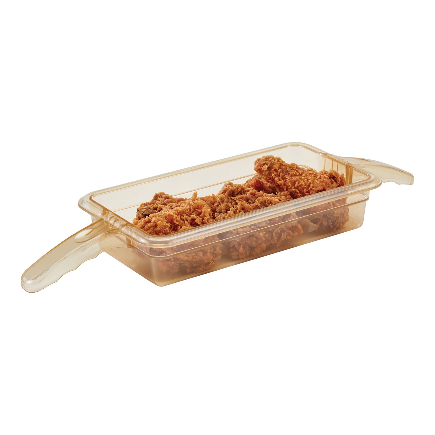 Cambro High Heat 1/3 Size Food Pan with 2 Handles, 2.5" Deep, Amber - 32HP2H150