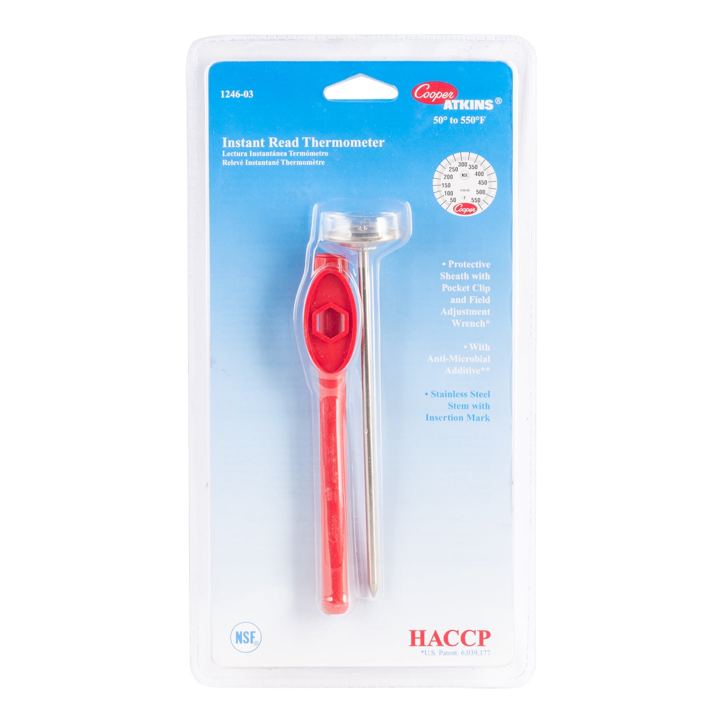 Cooper-Atkins Pocket Dial Thermometer with Sleeve, 50°F-550°F - 1246-03-1