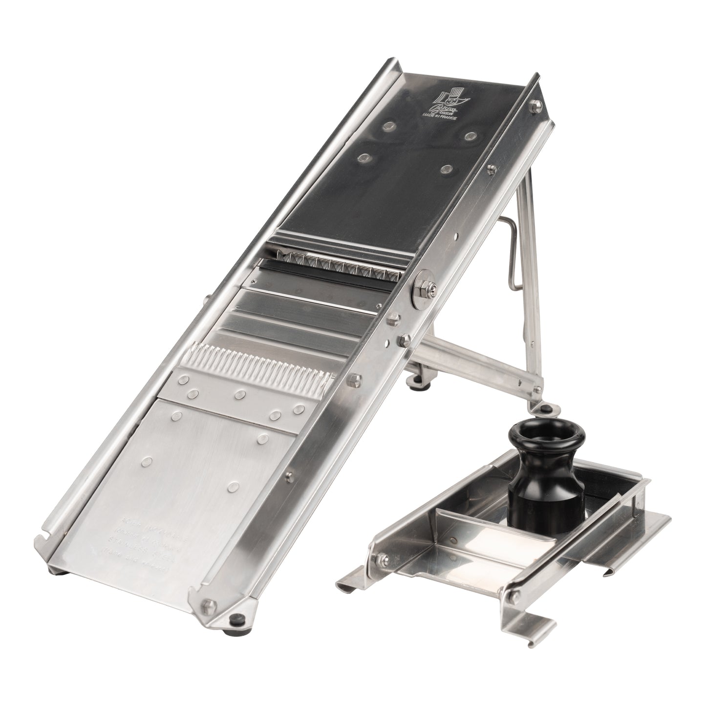 Bron Coucke Professional Mandoline, 2 Blades, Stainless Steel Guard - 3839