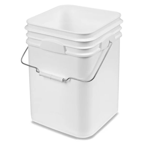 Uline Square Pail with Handle, 4 gal, White - S-13650W