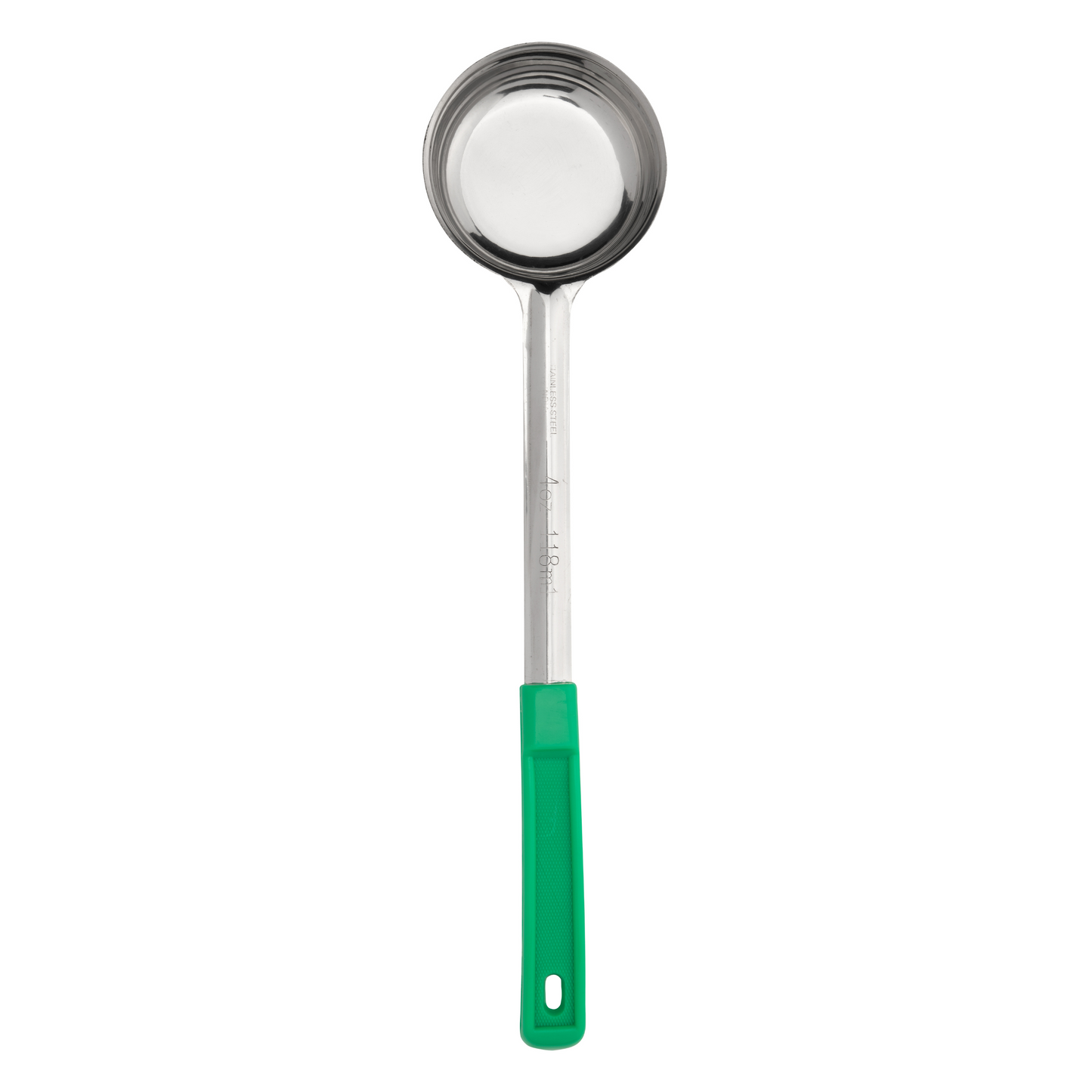 Browne | Cuillère à portion solide, 4 oz, acier inoxydable, poignée à code couleur