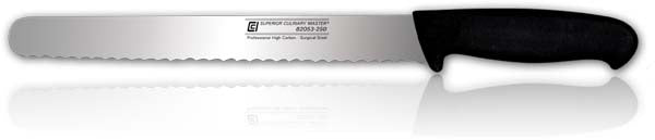 Canada Cutlery Slicing Knife, Scalloped, 10", Black - 82053-250