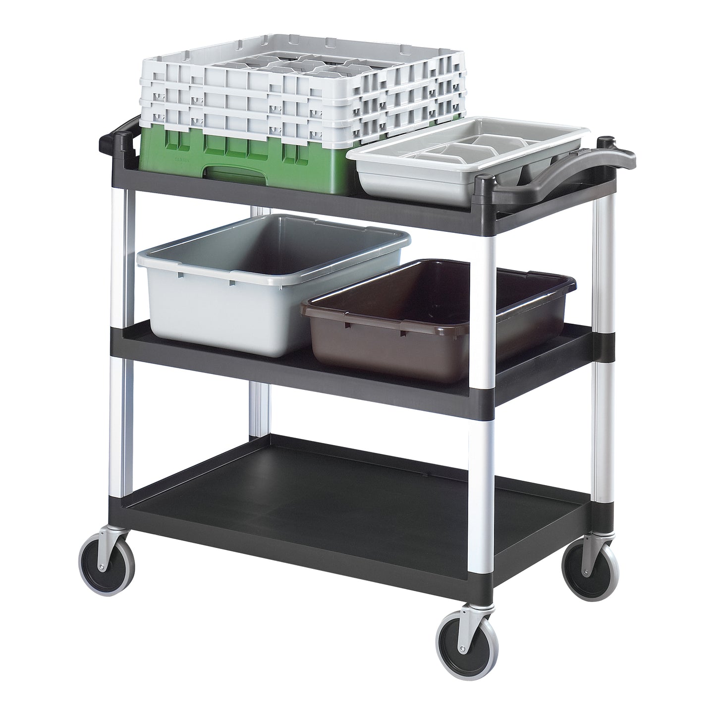 Cambro KD 3 Shelf Large Utility Cart, Black, 400lb - BC340KD110