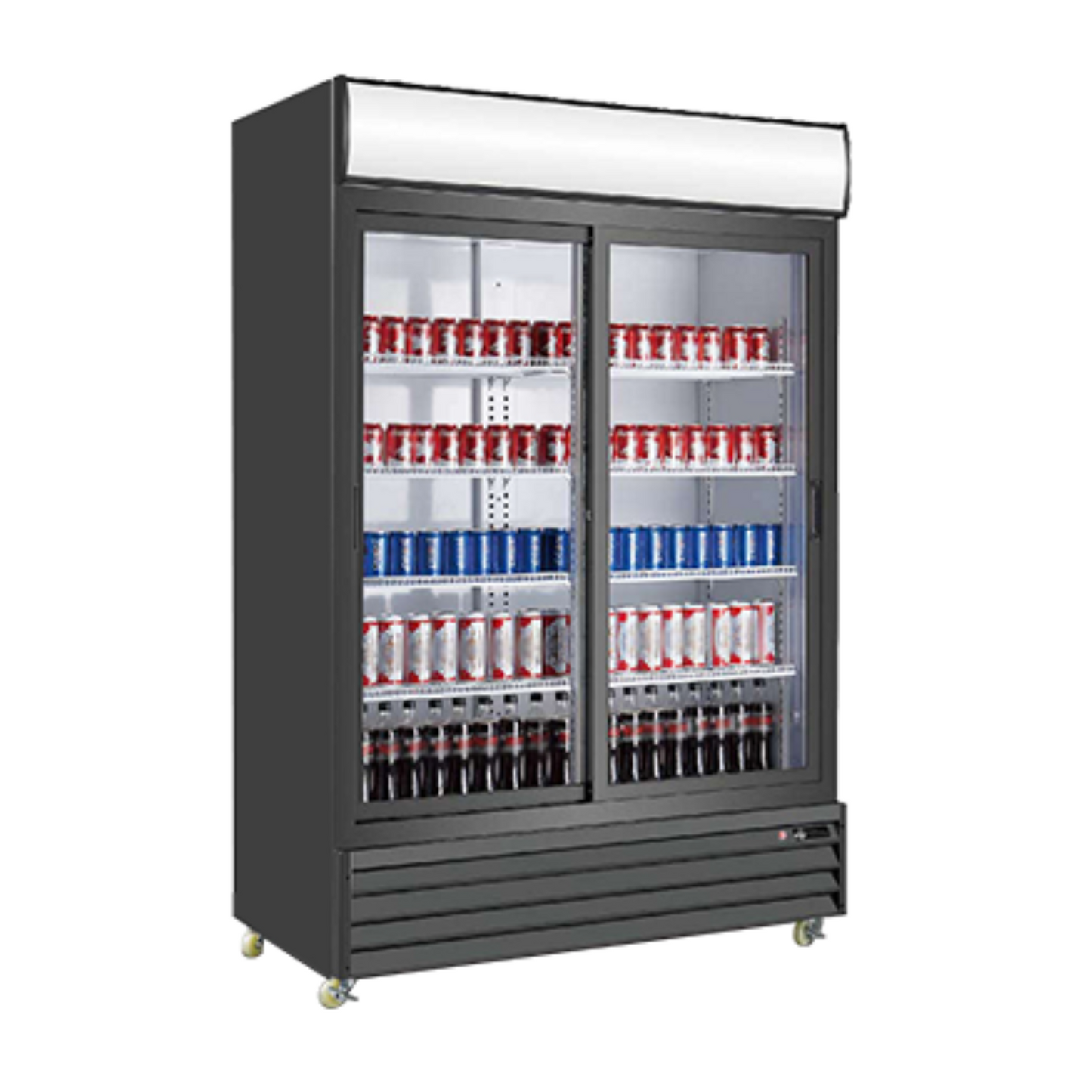 EFI Versa Chill C2S-52.4GD 52" Double Sliding Glass Door Merchandiser Refrigerator, Black - C2S-52.4GD