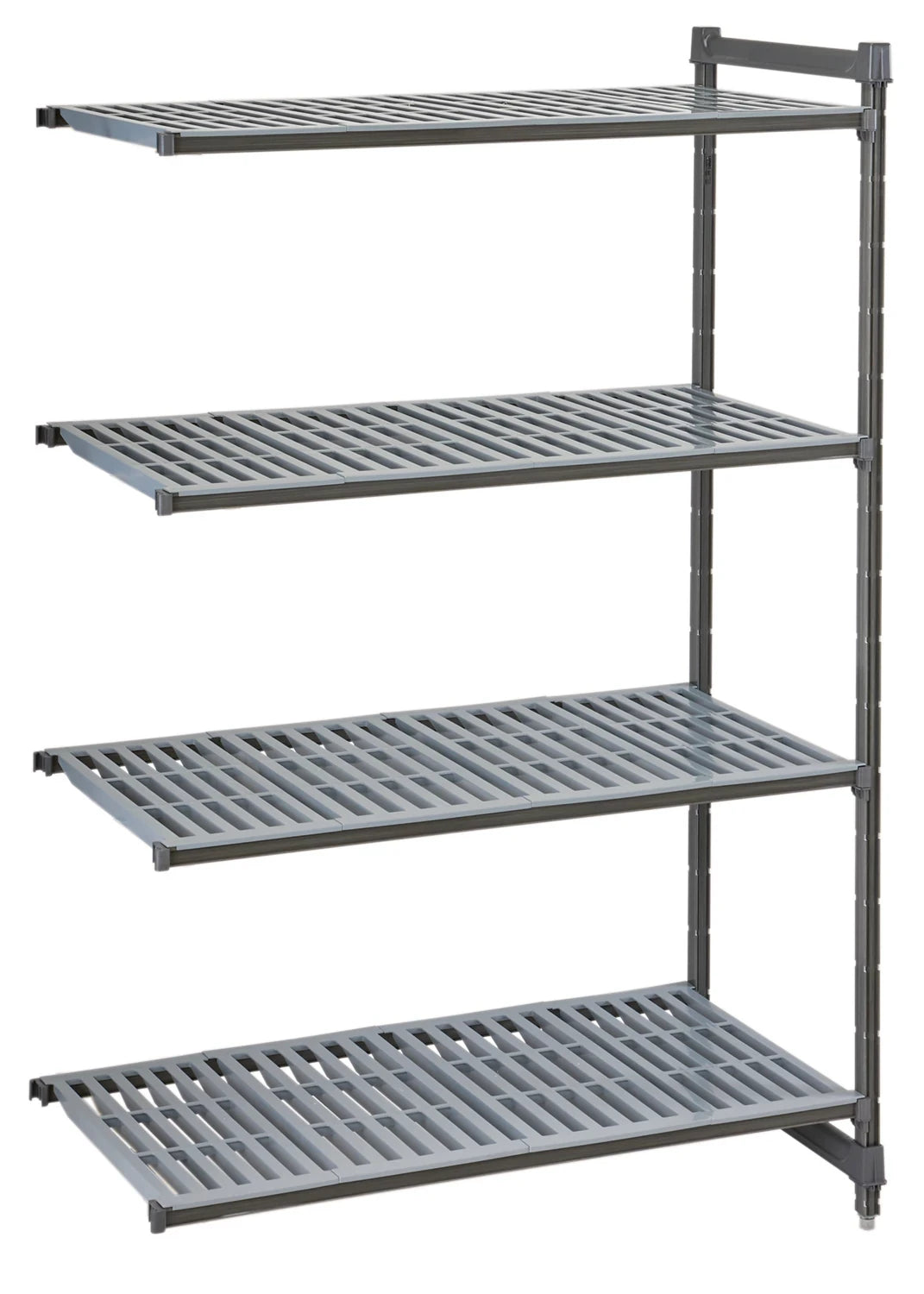 Kit d'extension Cambro Basics Plus pour étagères, 4 étagères ventilées, 45,7 x 76,2 x 162,6 cm, graphite brossé