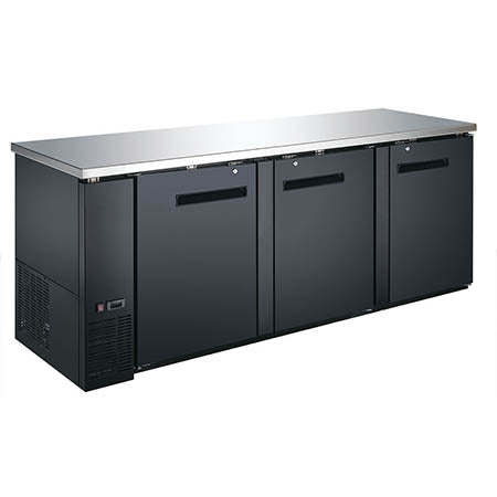 EFI Versa-Chill CBBDR3-90CC 3-Door Black Back Bar Solid Door Cooler