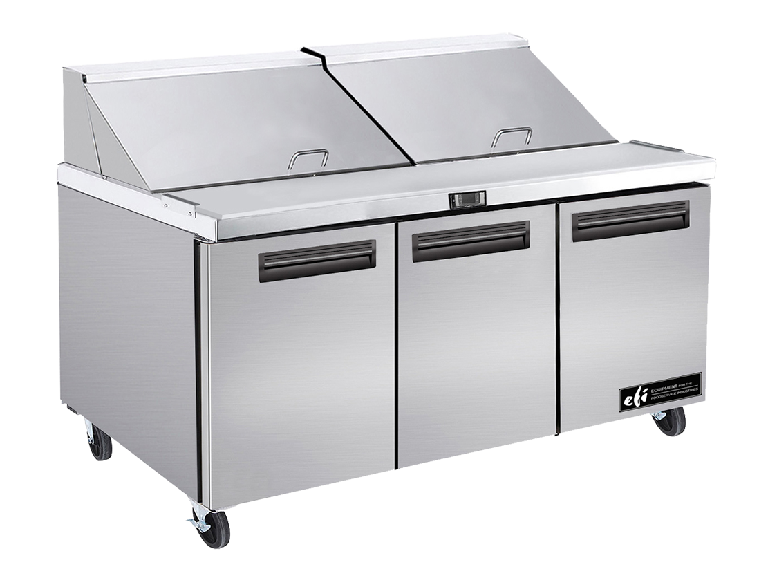 EFI CMDR3-72VC 72" Triple Door Refrigerated Mega Top Prep Table - CMDR3-72VC