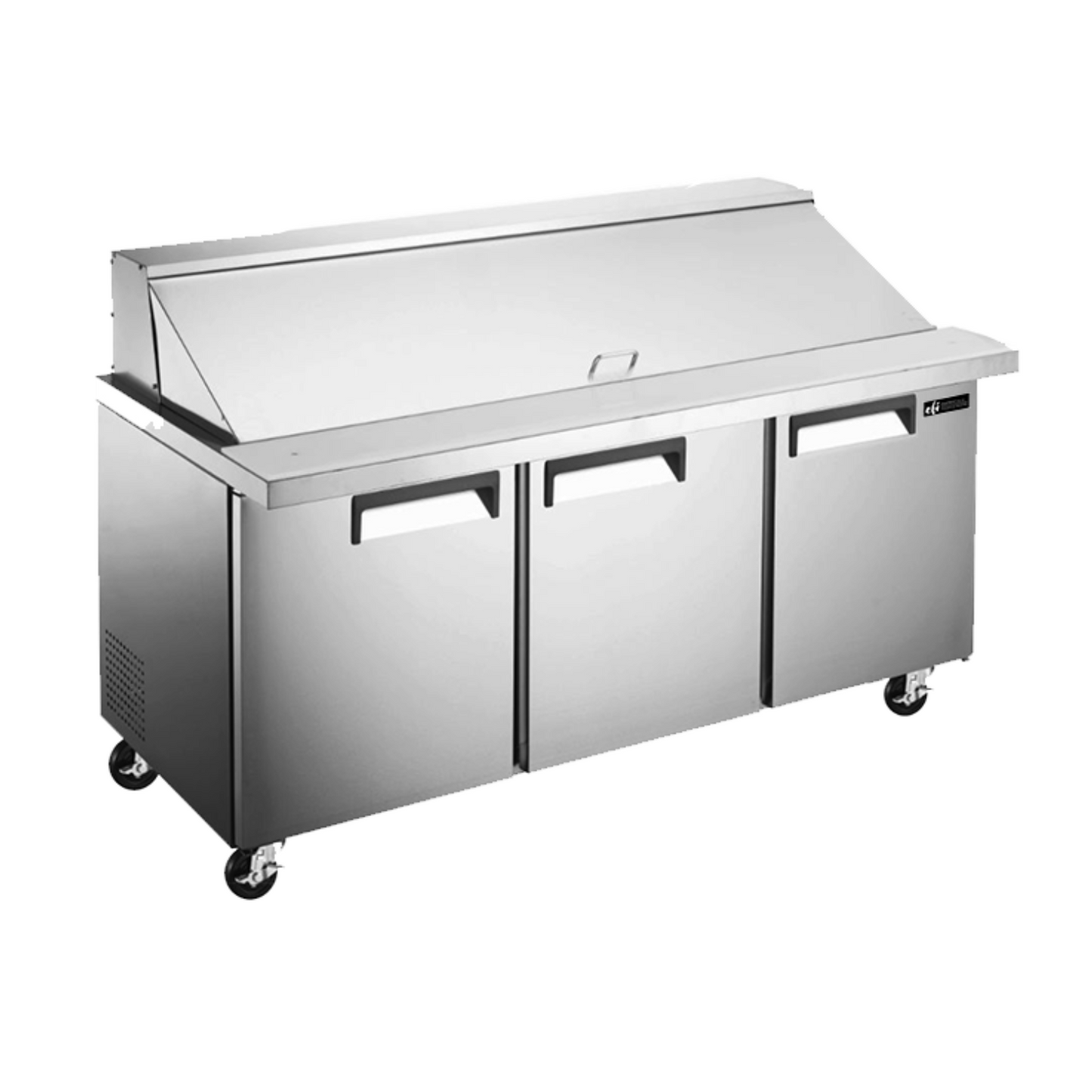 EFI X-Line CMDR3-72VCX 72" Triple Door Refrigerated Mega Top Prep Table, Stainless Steel - CMDR3-72VCX