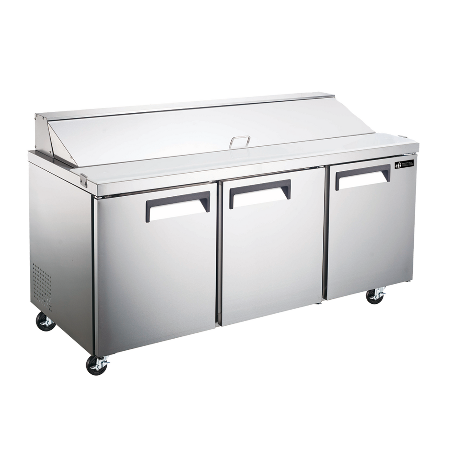 EFI | X-Line CSDR3-72VCX Table réfrigérée de préparation de salades/sandwichs à trois portes, 72 po, acier inoxydable