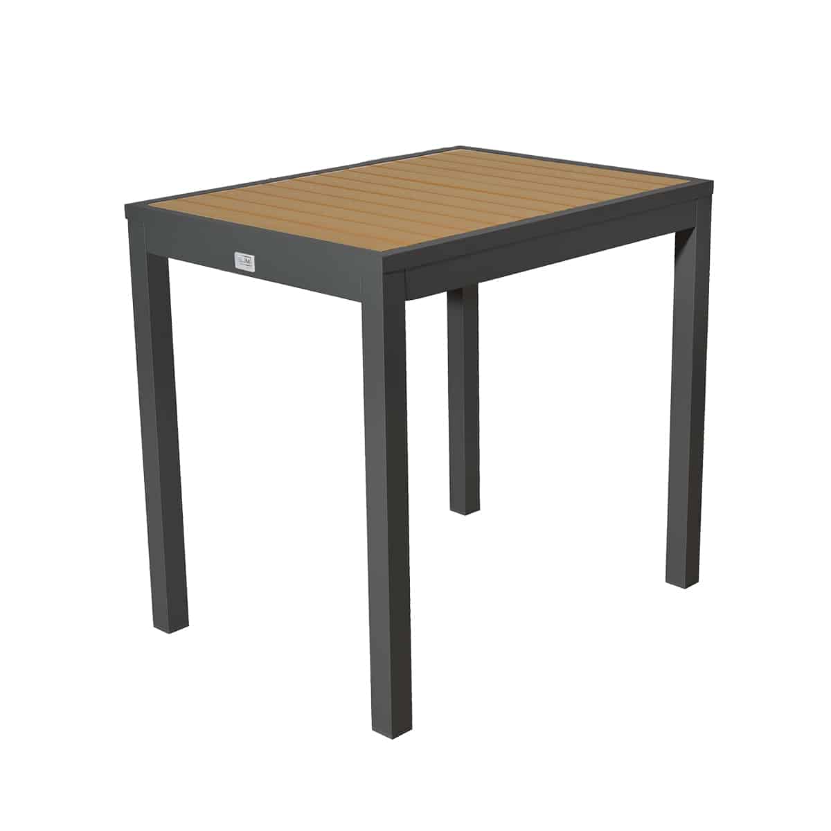 BUM Furniture Marco Polywood Aluminum Dining Height Table, 32" x 24", Anthracite/Teak - DT516-23Q-TA