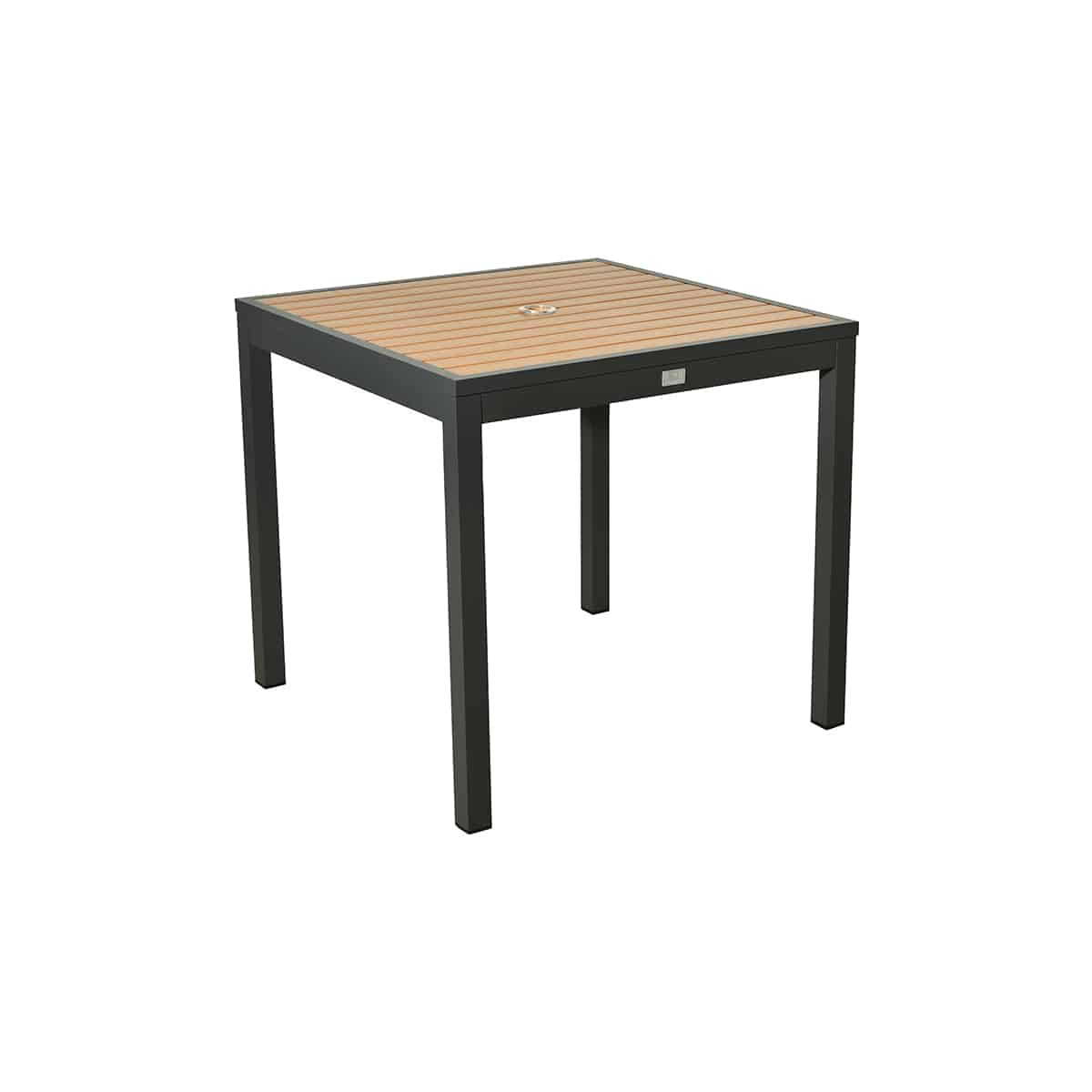 BUM Furniture Marco Polywood Aluminum Dining Height Table, 32" x 32", Anthracite/Teak - DT516-32S-TA