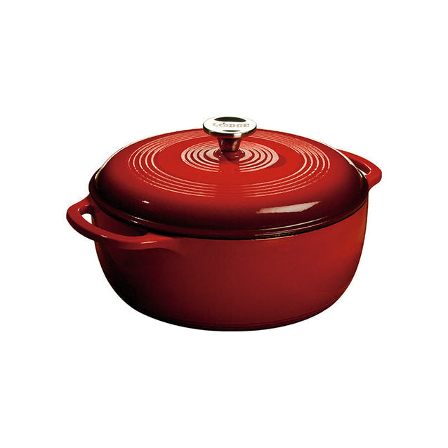 Lodge | Cocotte, 6 pintes, fonte émaillée, rouge