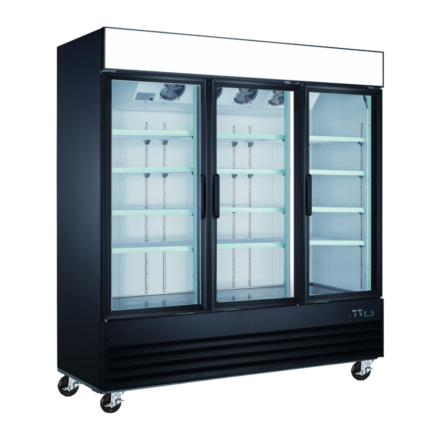 EFI X-Line F3-78GDVCX 78" Triple Glass Door Freezer, Black - F3-78GDVCX