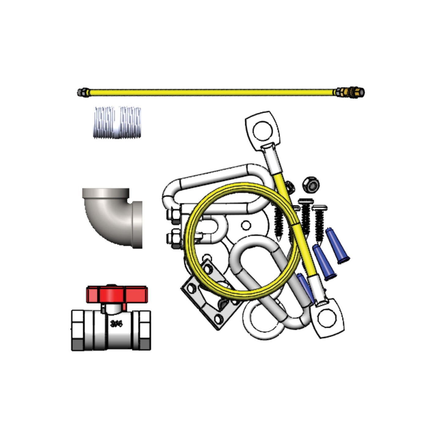 Kit de tuyau à gaz T&S Saf-T-Link 3/4" x 48" avec déconnexion rapide et coude FF