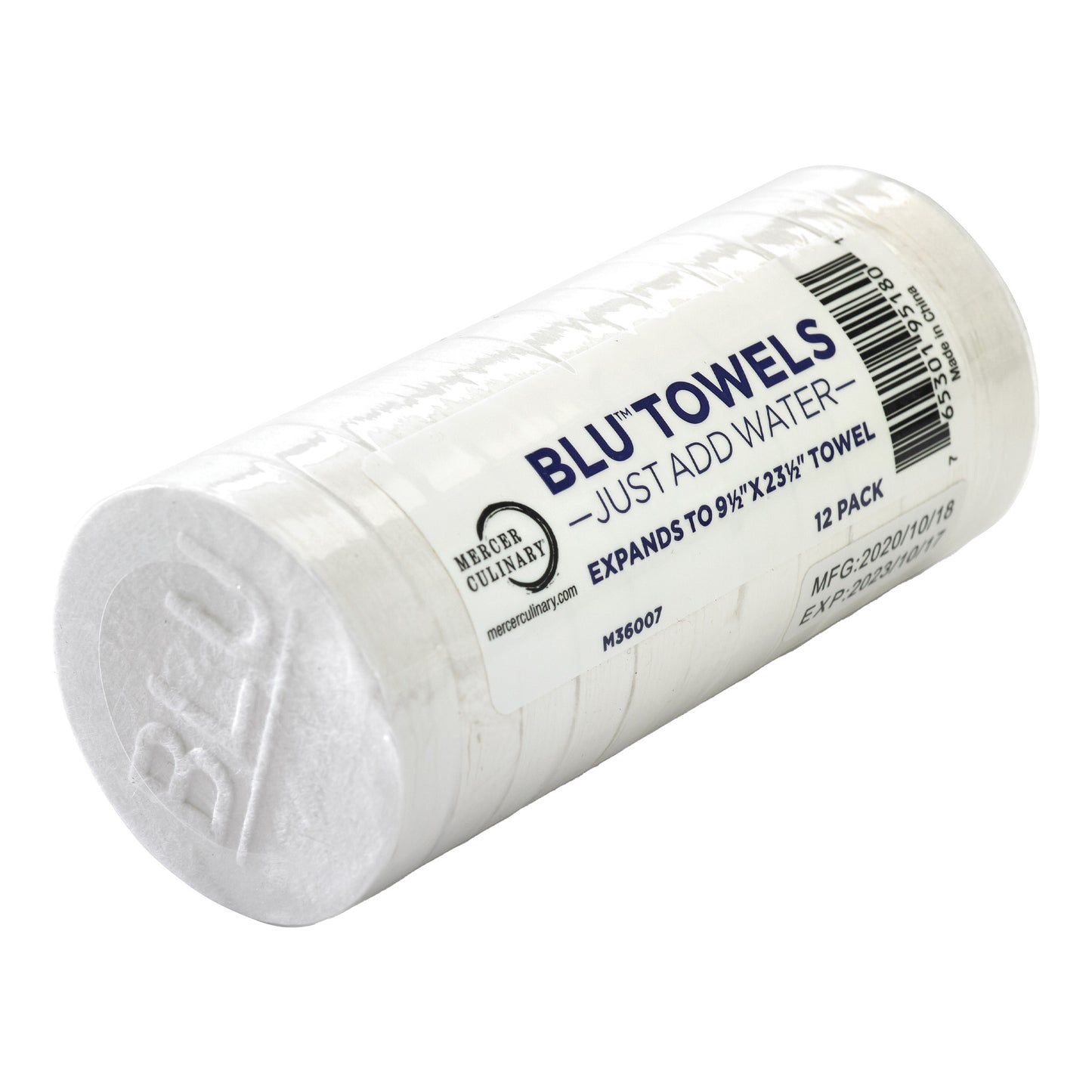 Mercer | Rondelles à serviettes BLU, s’étend jusqu’à 9 1/2 po x 23 1/2 po, coton (paquet de 12)