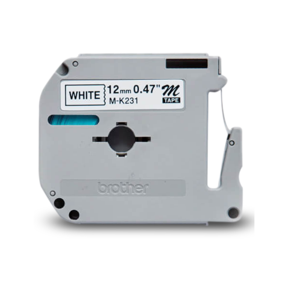 Brother P-Touch Label Tape, Black on White, Non-Laminated, 12 mm x 8 m - MK231