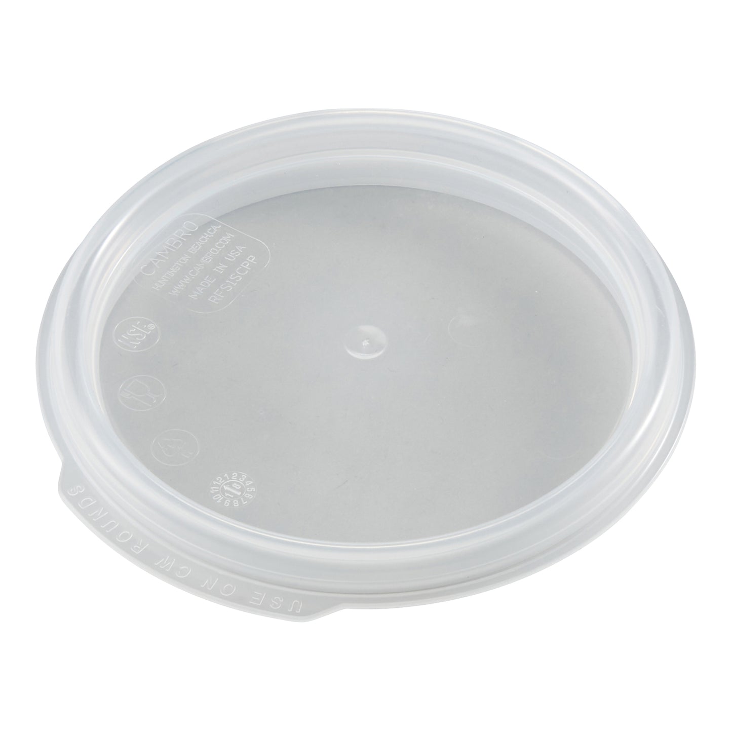 Cambro | Couvercle rond de récipient de rangement pour aliments Camwear, 1 pinte, translucide