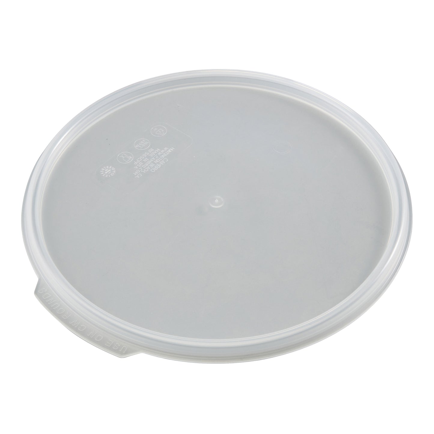 Cambro | Couvercle rond de récipient de rangement pour aliments Camwear, 6 à 8 pintes, translucide