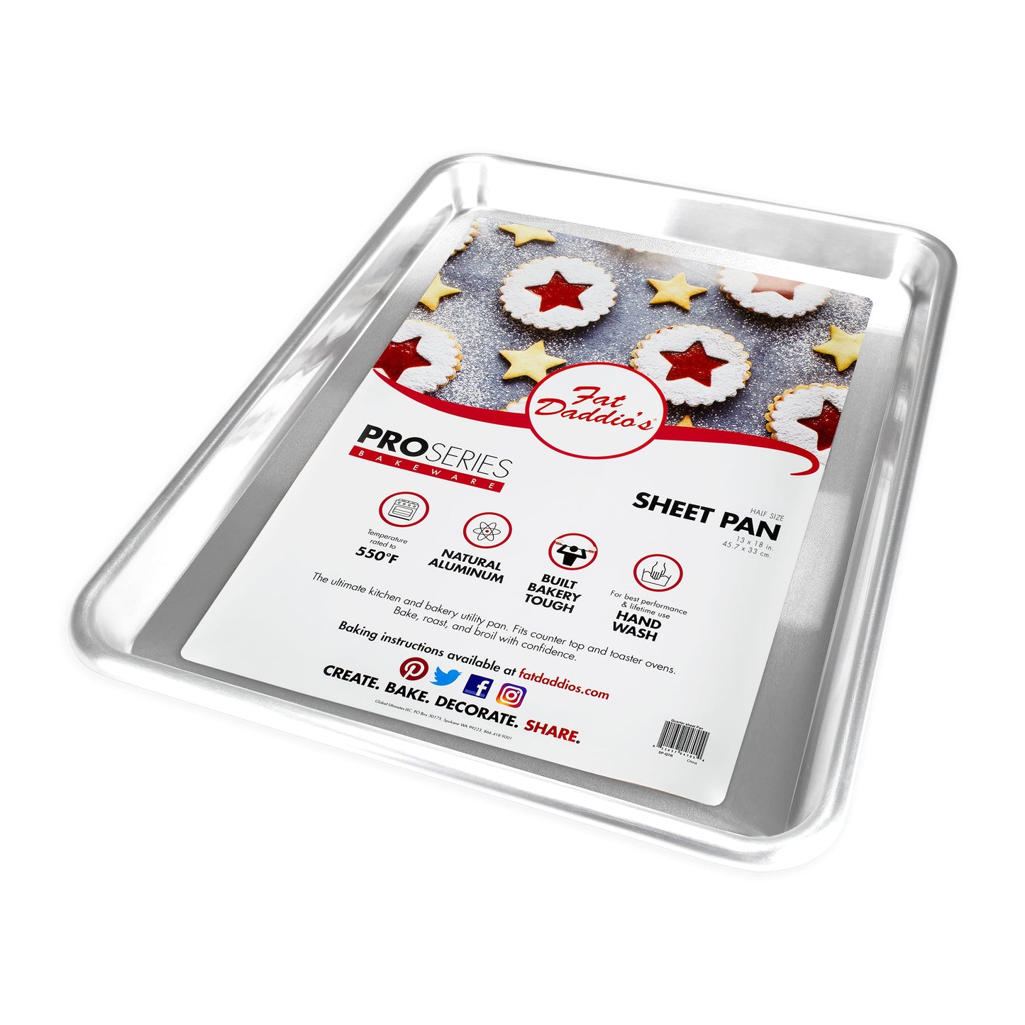 Fat Daddio's Sheet Pan, 17" x 14" x 0.8", Aluminum - FDCSHD1417