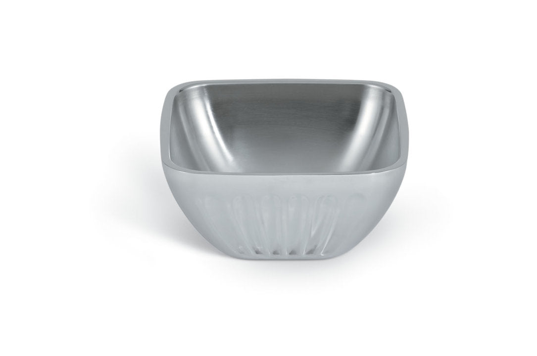 Vollrath Double-Wall Square Fluted Bowl, 0.75 qt, Stainless Steel - 47680
