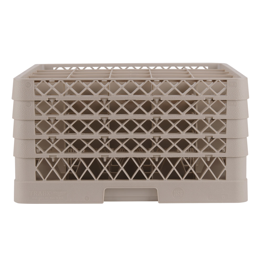 Vollrath Traex Glass Rack w 4 Extenders, 25 Compartment, Beige - TR6BBBB