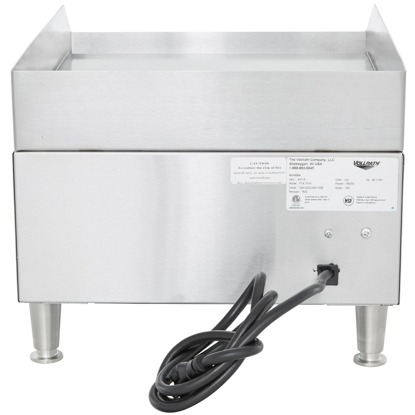 Vollrath Cayenne 14" Electric Flat Top Griddle, 120V - 40715