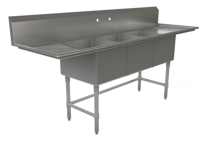 Tarrison TA-PS318LR Triple Compartment Center Drain Sink - TA-PS318LR