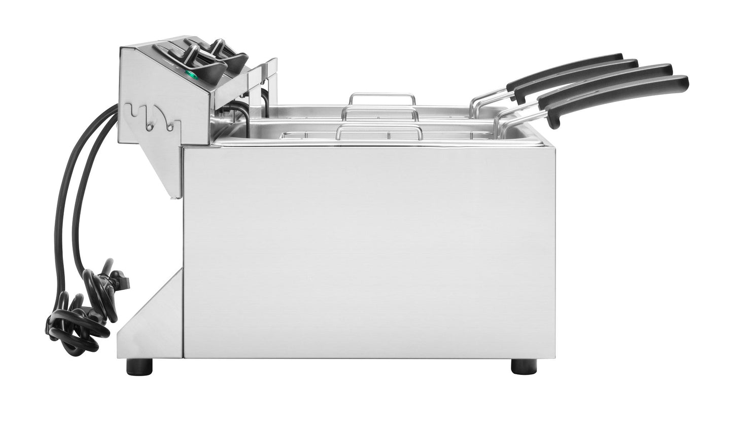 Vollrath Cayenne Electric Countertop Deep Fryer, Double-Well, 10 lb, 120V - CF2-1800DUAL-C