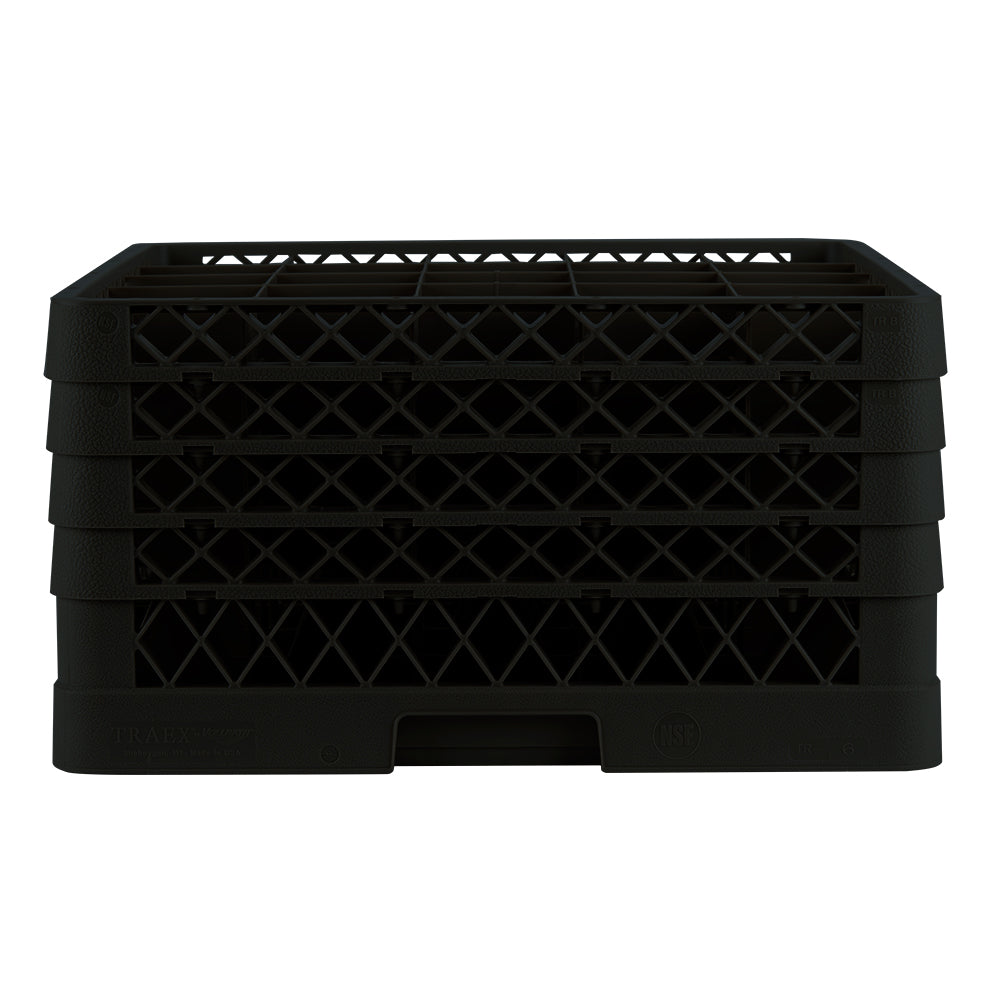 Vollrath Traex Glass Rack w 4 Extenders, 25 Compartment, Black - TR6BBBB-06