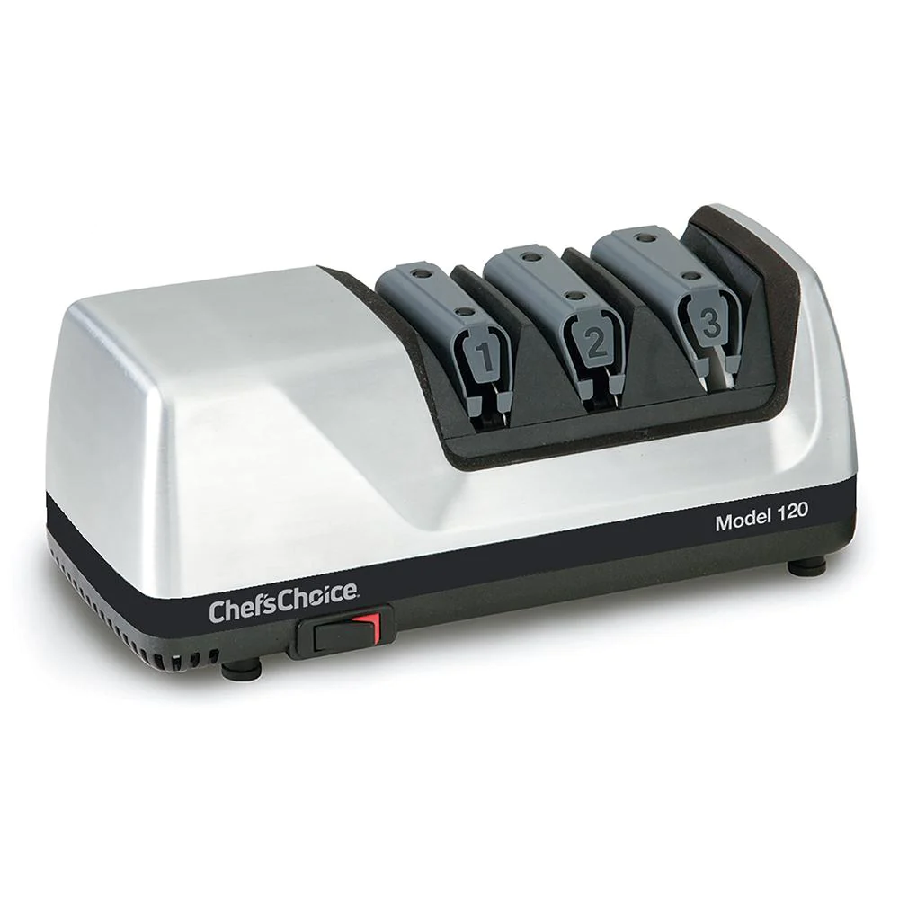 Chef'sChoice Model 120 Electric Knife Sharpener, 3 Stages, 20 Degree Edges, 120V, White - 0120000