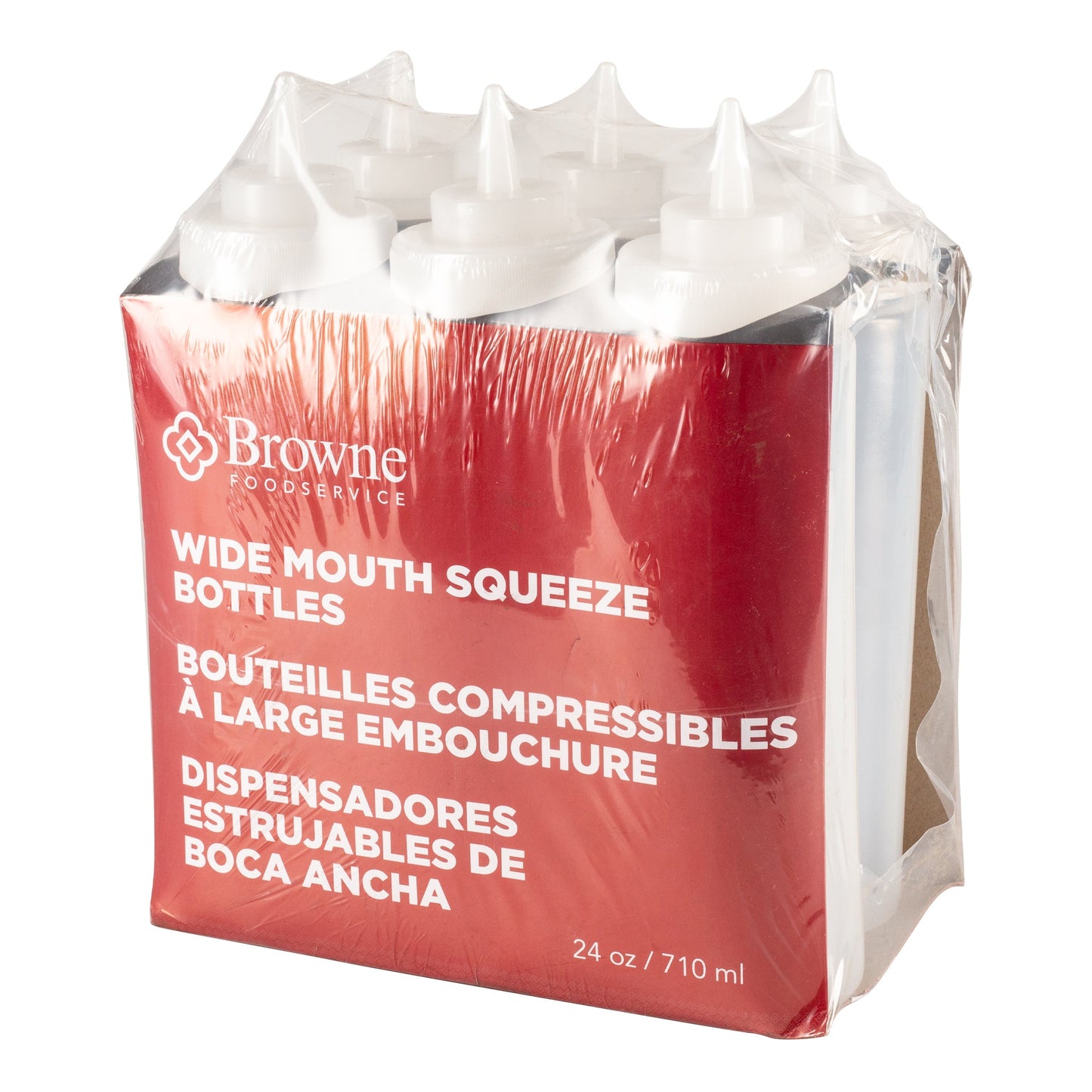 Browne Wide Mouth Squeeze Bottle, 24 oz, Clear (6-pack) - 57802500