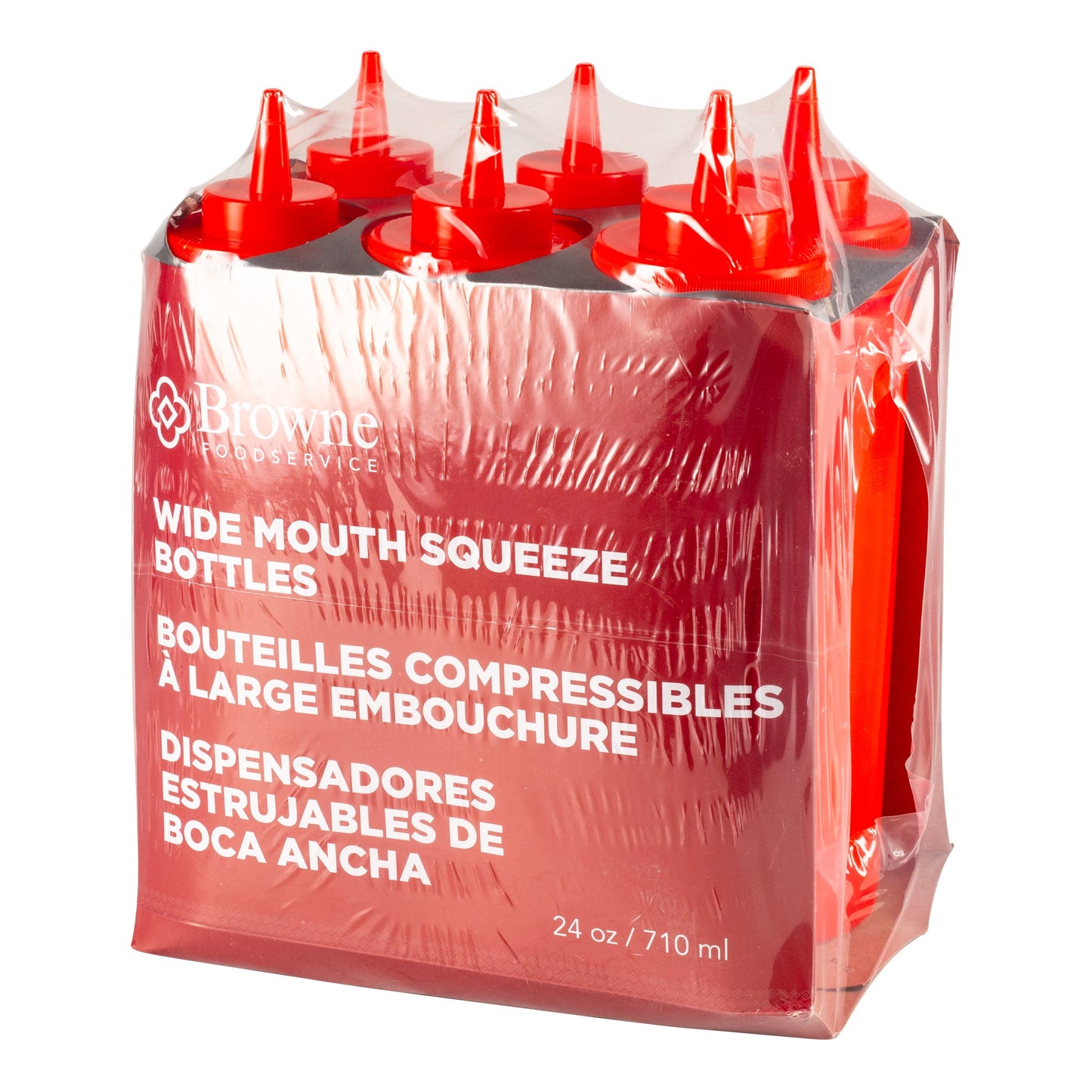Browne Wide Mouth Squeeze Bottle, 24 oz, Red (6-pack) - 57802505
