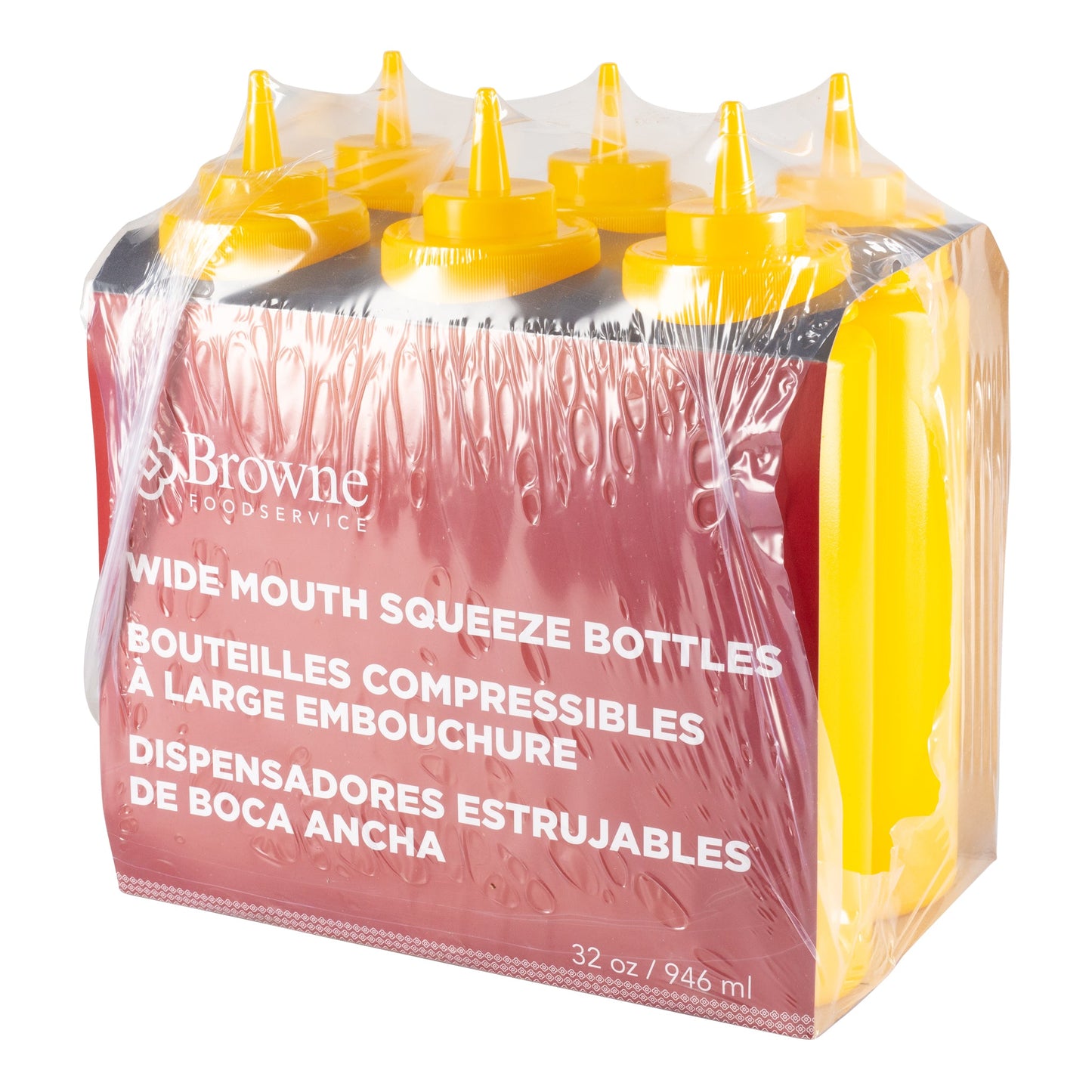 Browne | Bouteille à pression à large ouverture, 32 oz, jaune (paquet de 6)