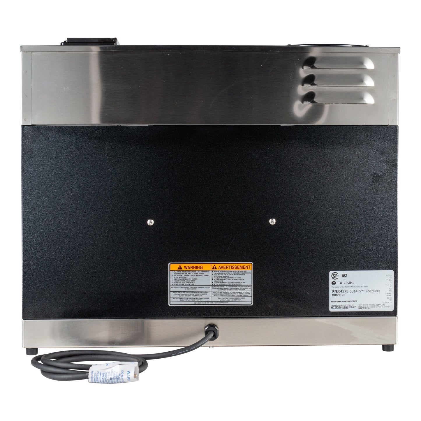 BUNN | Cafetière VPS, 3 chauffes, noir, 120 V