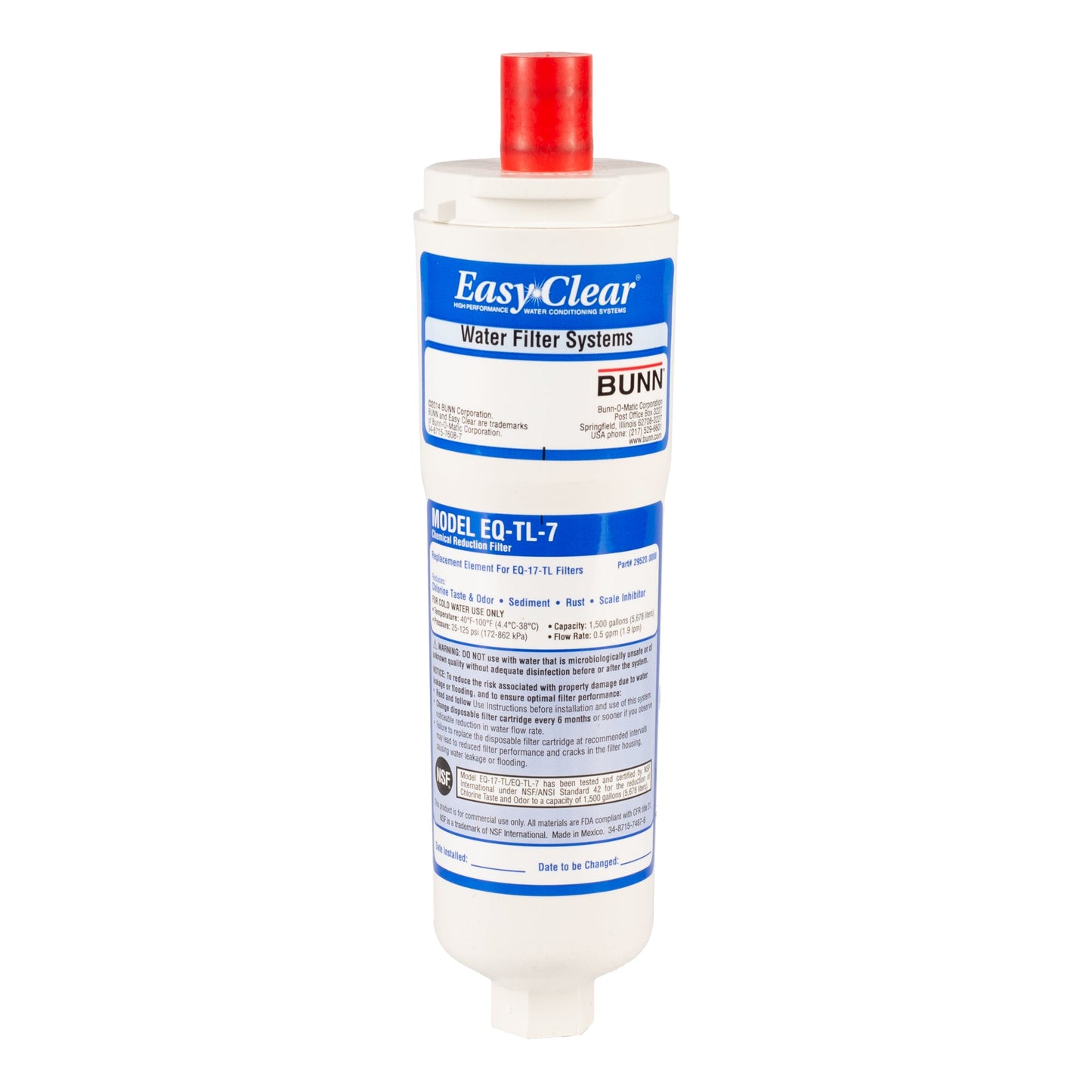 BUNN Easy Clear Filter Cartridge for Coffee Brewers and Hot Water Dispensers - 30200.1001