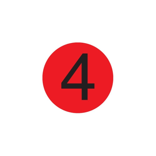 DayMark MoveMark Number 4 Circle Label, 3/4", Red - IT114839