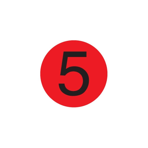 DayMark | Étiquette circulaire numéro 5 de MoveMark, 3/4 po, rouge