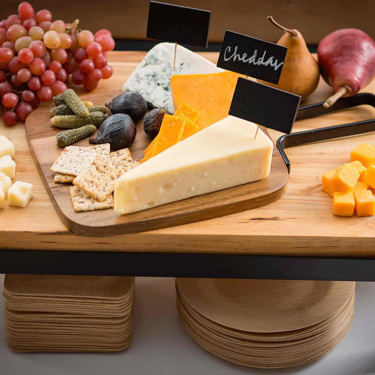 TableCraft Industrial Collection, Rectangular Serving Paddle, 14" x 8.25", Acacia Wood/Metal, FINAL SALE - 10076