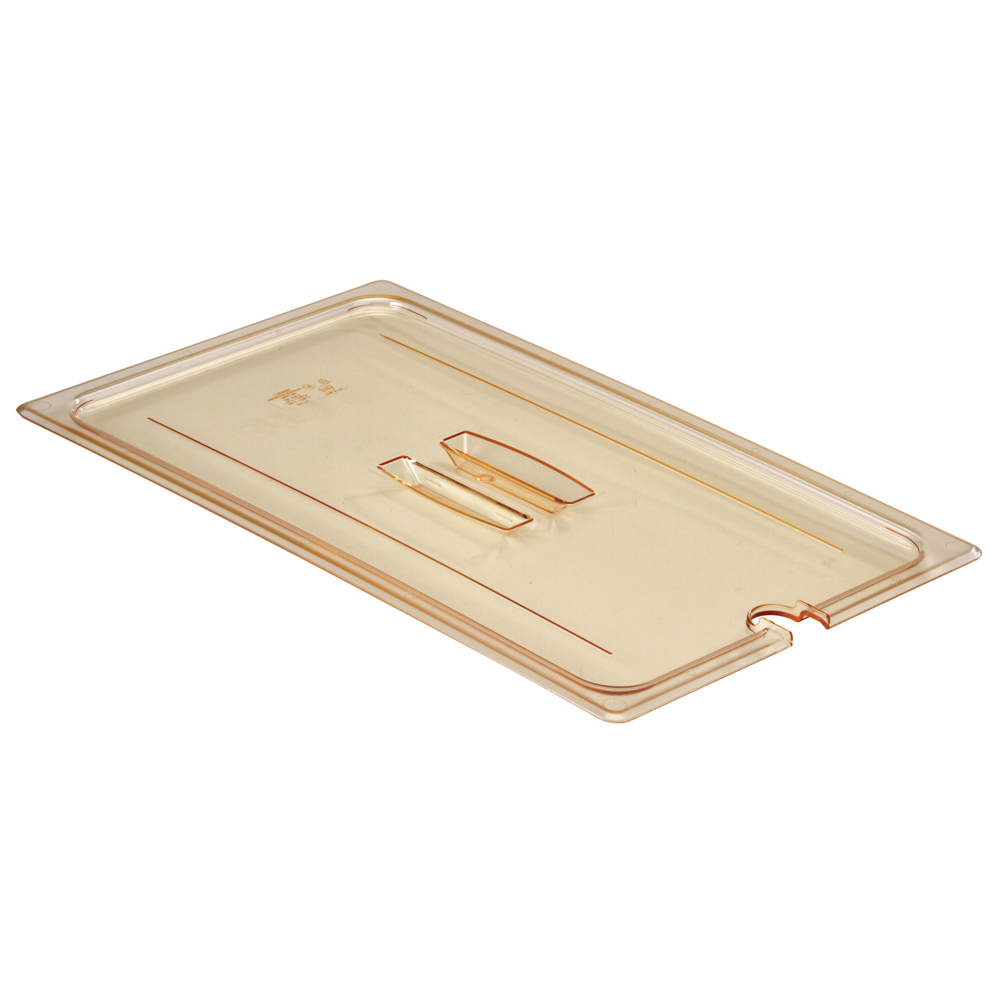 Cambro High Heat Food Pan Cover, Notched w/Handle, Full Size, Amber - 10HPCHN150