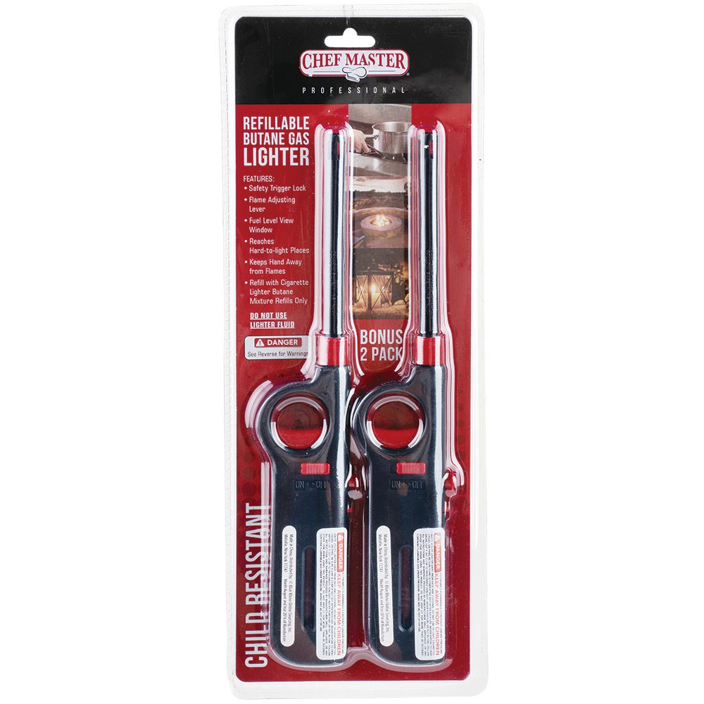Chef Master 2 Pack Refillable Butane Lighter - 11006B